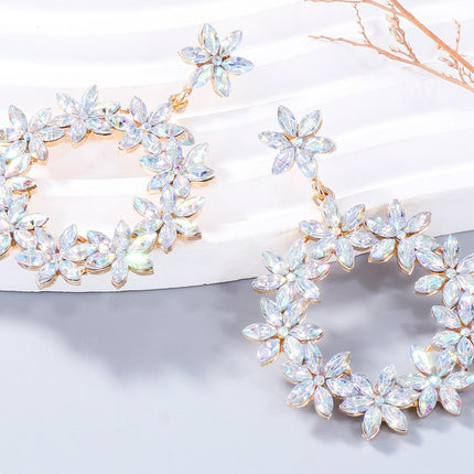 Rhinestone Flower Dangle Earrings - Image 3