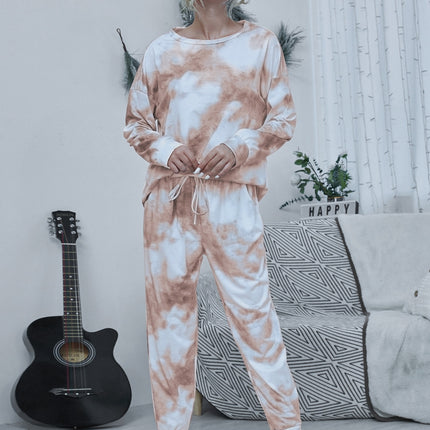 Shiny Tie-dye Round Neck Top and Drawstring Pants Lounge Set - Image 10