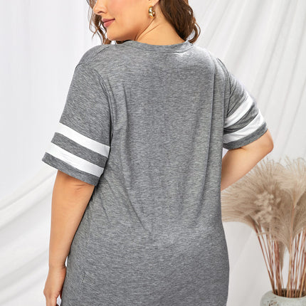 Plus Size Striped V-Neck Tee Shirt - Image 31