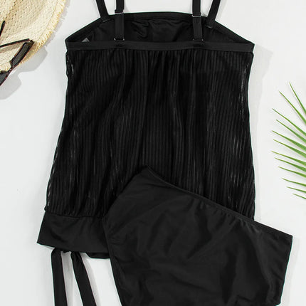 Square Neck Spaghetti Strap Tankini Set - Image 11