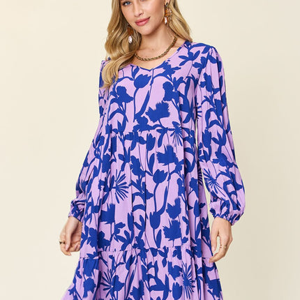 Double Take Full Size Printed Ruffle Hem Dress with Pocket - Image 12