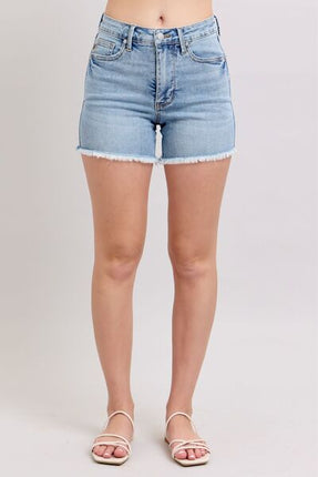 Judy Blue Full Size Tummy Control Raw Hem Denim Shorts Plus Size - Image 2