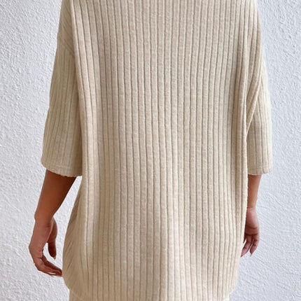 Round Neck Ribbed Top and Shorts Lounge Set - Image 10