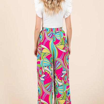 Mittoshop Abstract Print Elastic Waist Wide Leg Pants - Image 4