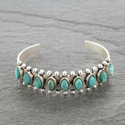 Artificial Turquoise Alloy Open Bracelet - Image 1