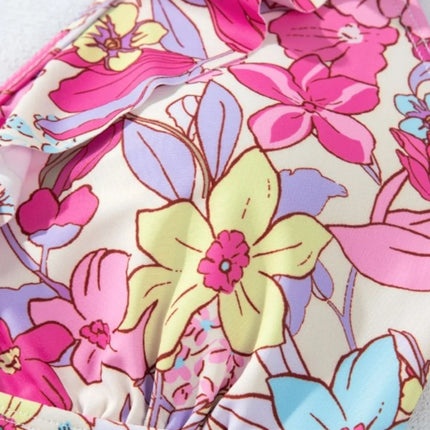 Floral Ruffle Trim Tummy Control One Piece Swimsuit - Image 9