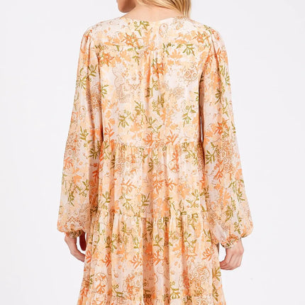 Mittoshop Floral Chiffon Babydoll Long Sleeve Mini Dress - Image 7