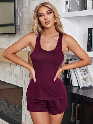 Scoop Neck Wide Strap Tank and Shorts Lounge Set - Image 11
