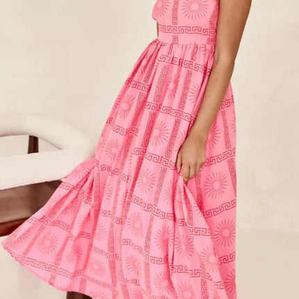 Cutout Back Printed Square Neck Maxi Cami Dress - Image 5