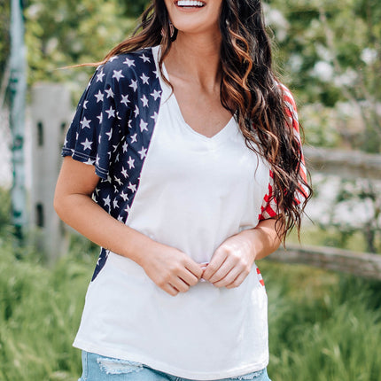 US Flag V-Neck Tee Shirt - Image 6