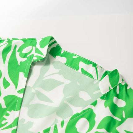 Printed Puff Half Sleeve V Neck Babydoll Dress - Image 7