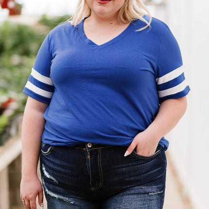 Plus Size Striped V-Neck Tee Shirt - Image 22