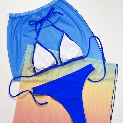 Gradient Halter Neck Three-Piece Swim Set - Image 6