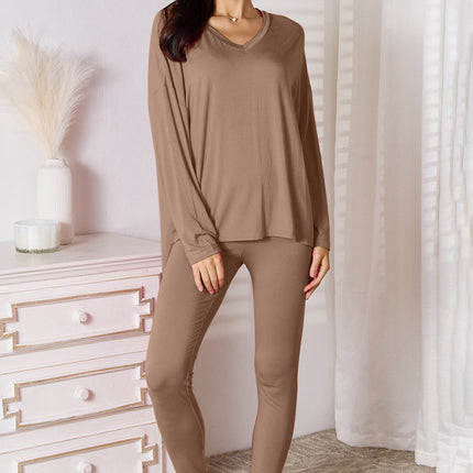 Basic Bae Full Size V-Neck Soft Rayon Long Sleeve Top and Pants Lounge Set - Image 15