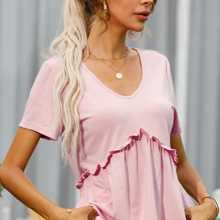 Shiny Frill Trim Short Sleeve Tee - Image 4