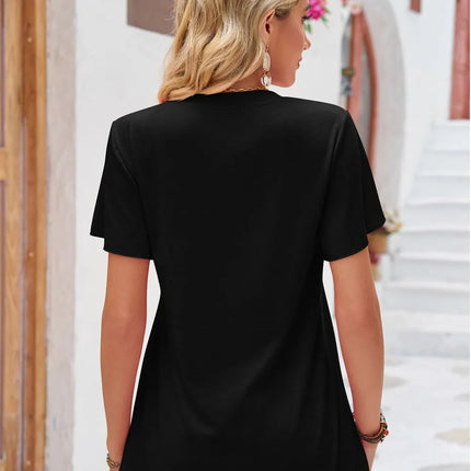 Double Take Ruched V-Neck Short Sleeve T-Shirt - Image 7