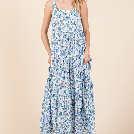 Mittoshop Flower Print Tiered Sleeveless Empire Maxi Dress - Image 2