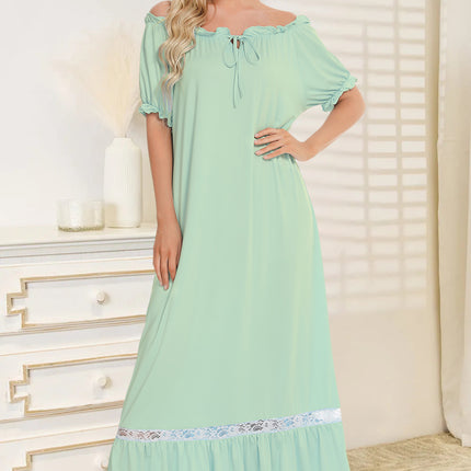 Lace Detail Short Sleeve Lounge Dress - Image 25