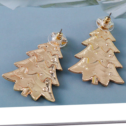 Alloy Inlaid Rhinestone Christmas Tree Earrings - Image 5