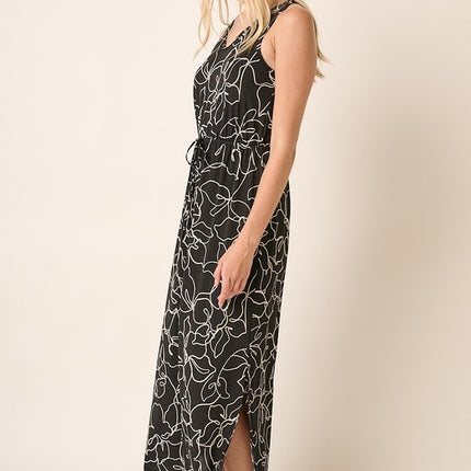Mittoshop Side Slit Flower Print V-Neck Sleeveless Dress - Image 4
