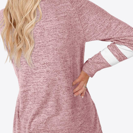 Striped Contrast Raglan Sleeve Top - Image 12