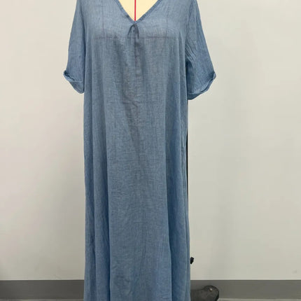 Full Size V-Neck Short Sleeve Midi Dress Plus Size - Image 24