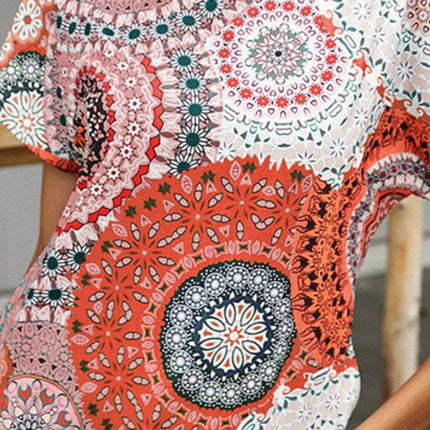 Shiny Printed Round Neck Short Sleeve Tee - Image 6