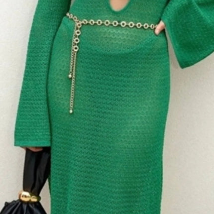 Slit Plunge Flare Sleeve Cover-Up Dress - Image 14