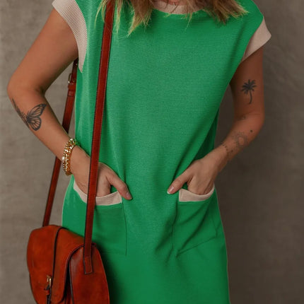 Round Neck Cap Sleeve Mini Dress - Image 23