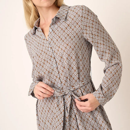 Mittoshop Abstract Print Waist Tie Midi Shirt Dress - Image 4