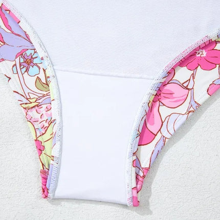 Floral Ruffle Trim Tummy Control One Piece Swimsuit - Image 11