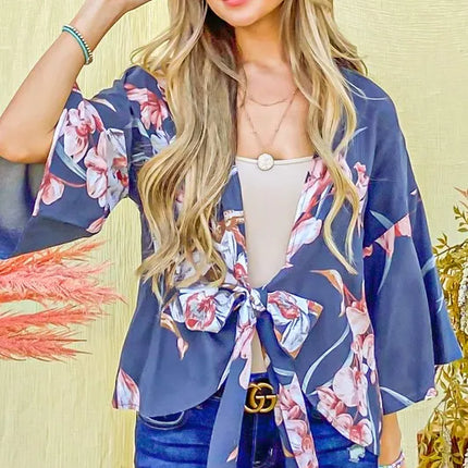 And The Why Front Tie Knot Floral Print Top - Image 4