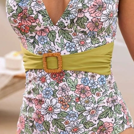 Ruffled Plunge Floral One-Piece Swimwear - Image 6