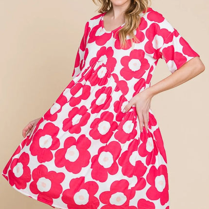 BOMBOM Flower Print Ruched Dress - Image 3