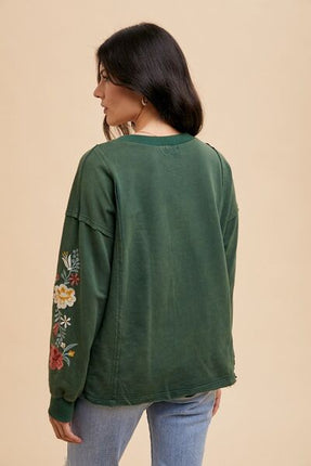 Annie Wear Embroidered Long Sleeve French Terry Top - Image 4