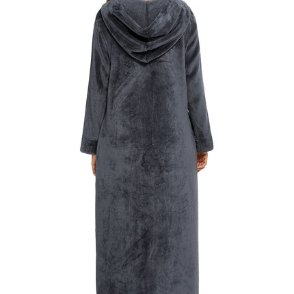 Zip Front Hooded Night Dress with Pockets - Image 6