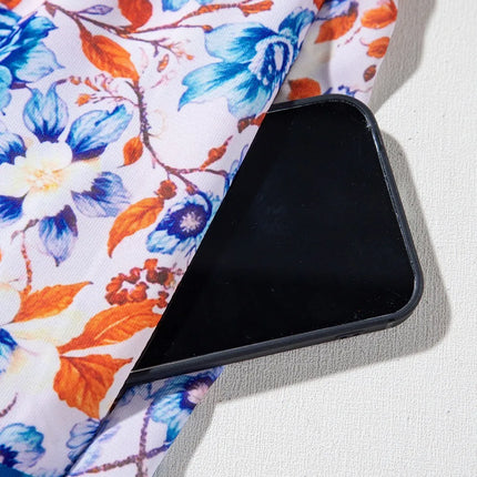 Mixed Floral Print Tie Neck Short Sleeve Dress - Image 11