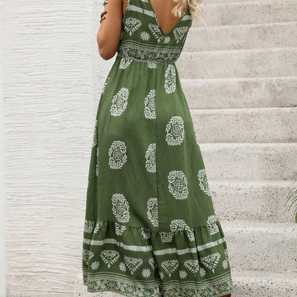 Printed V-Neck Sleeveless Dress - Image 2