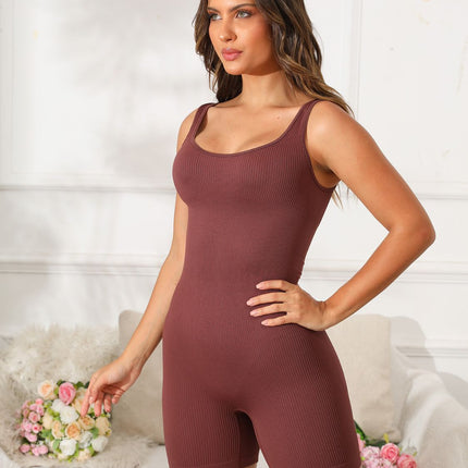 Scoop Neck Wide Strap Active Romper - Image 1