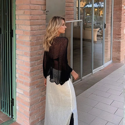 Round Neck Long Sleeve Cover-Up - Image 6