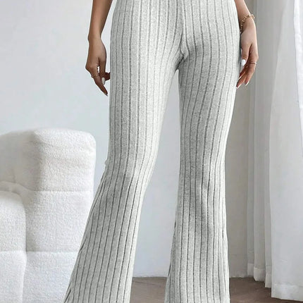 Basic Bae Full Size Ribbed High Waist Flare Pants - Image 23