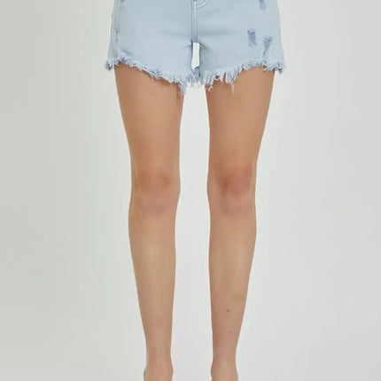 RISEN Full Size High Rise Distressed Detail Denim Shorts - Image 4
