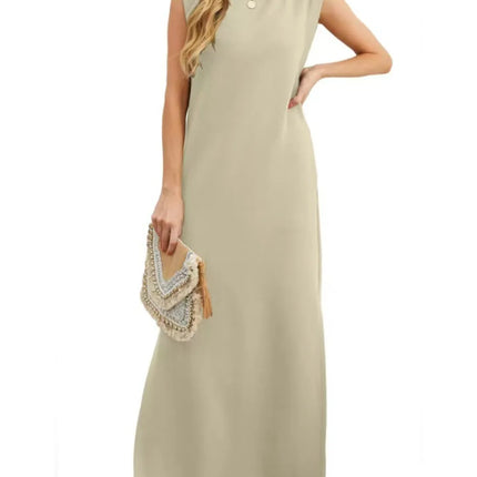 Full Size Slit Round Neck Sleeveless Maxi Tank Dress Plus Size - Image 15