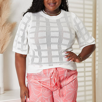 Mandy Ribbed Trim Round Neck Knit Top - Image 13