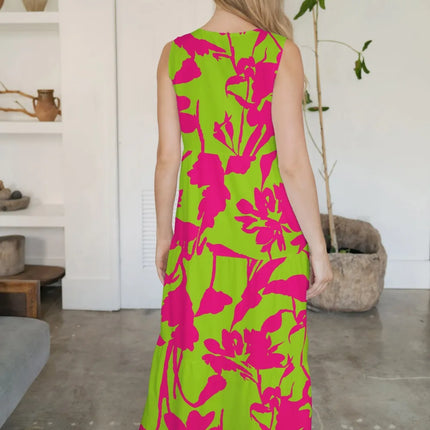 FAM-FAM Tiered Printed V-Neck Sleeveless Dress - Image 5