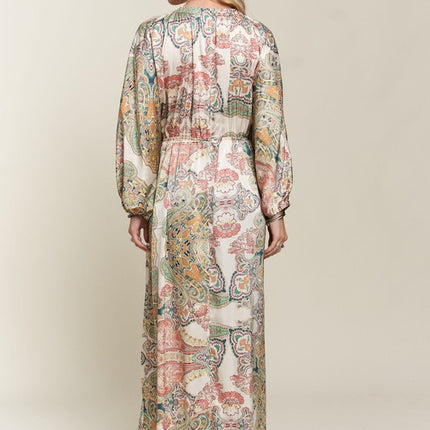 ADORA Printed V-Neck Batwing Sleeve Dress - Image 4