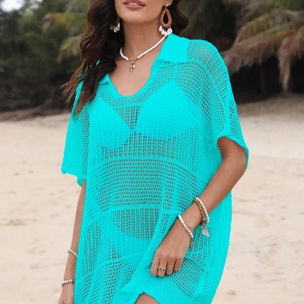 Hollow Out Collared Neck Cover-Up - Image 16