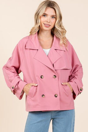 Mittoshop Double Breasted Long Sleeve Trench Coat Jacket - Image 3