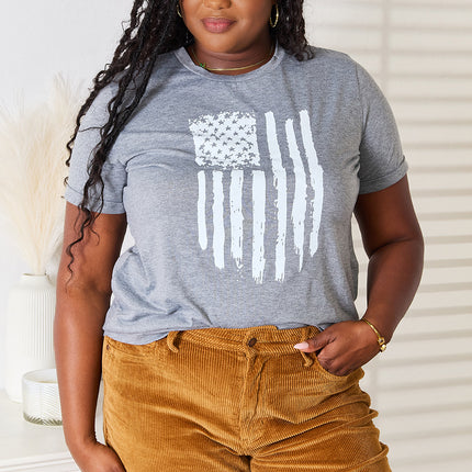 Simply Love US Flag Graphic Cuffed Sleeve T-Shirt - Image 5