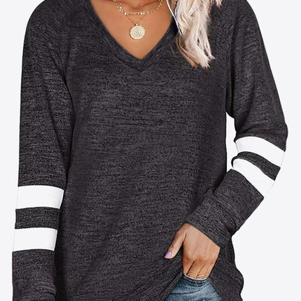 Striped Contrast Raglan Sleeve Top - Image 7